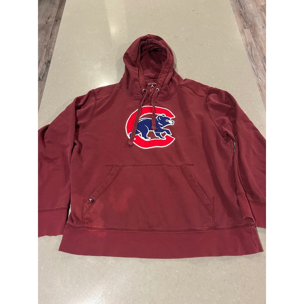 Antigua Mens Chicago Cubs Hoodie Maroon Pullover Hooded Sweatshirt XL‎